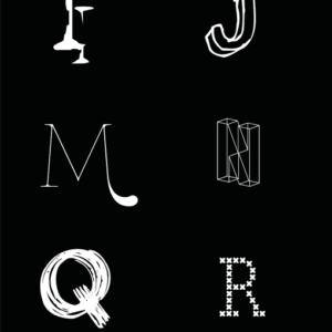 alfabet letter poster muur zwart wit detail