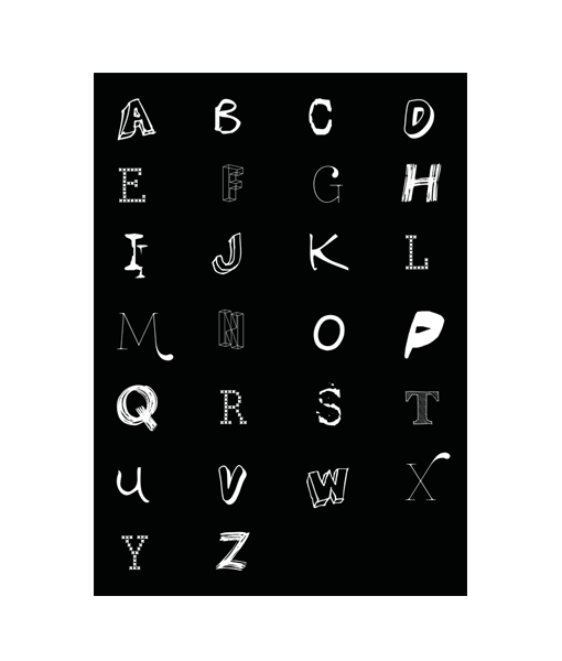 alfabet letter poster zwart