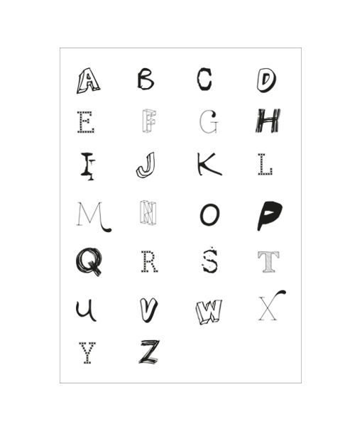 alfabet letter poster muur wit