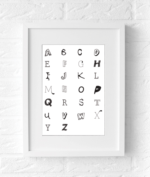 alfabet letter poster muur wit