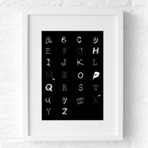 alfabet letter poster muur zwart wit