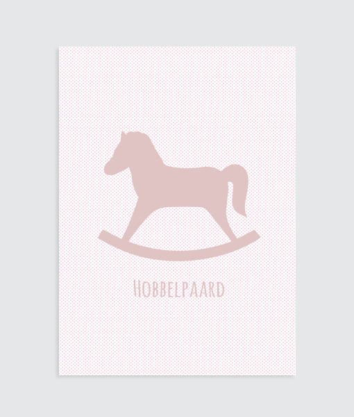 Hobbelpaard poster kinderkamer roze