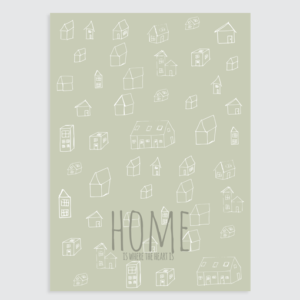 Interieurposter Home is where the heart is (groen)