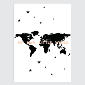 Wereldkaart Poster (Roze) "My own little world" muurposter