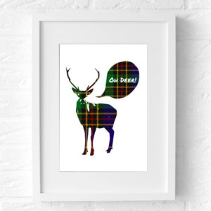Kerst poster Oh Deer schots printje muur