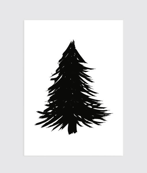 Kerst poster 'Kerstboom' zwart wit