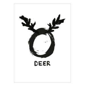 O deer poster kerst zwar wit