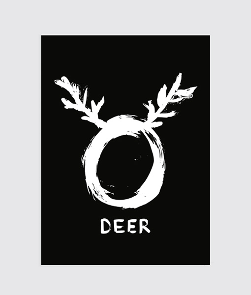 O deer Zwart Wit Kerst Poster