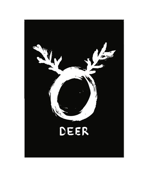Kerst poster O deer Zwart Wit