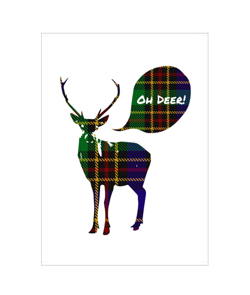 Schots patroon Oh Deer kerst poster