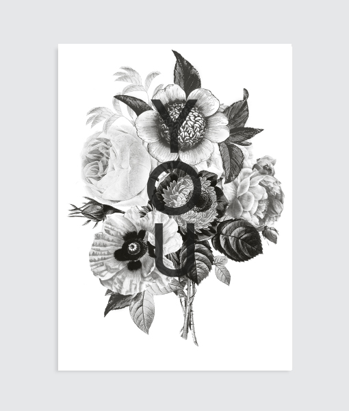 Poster-liefde-zwartwit-bloemen-interieuridee